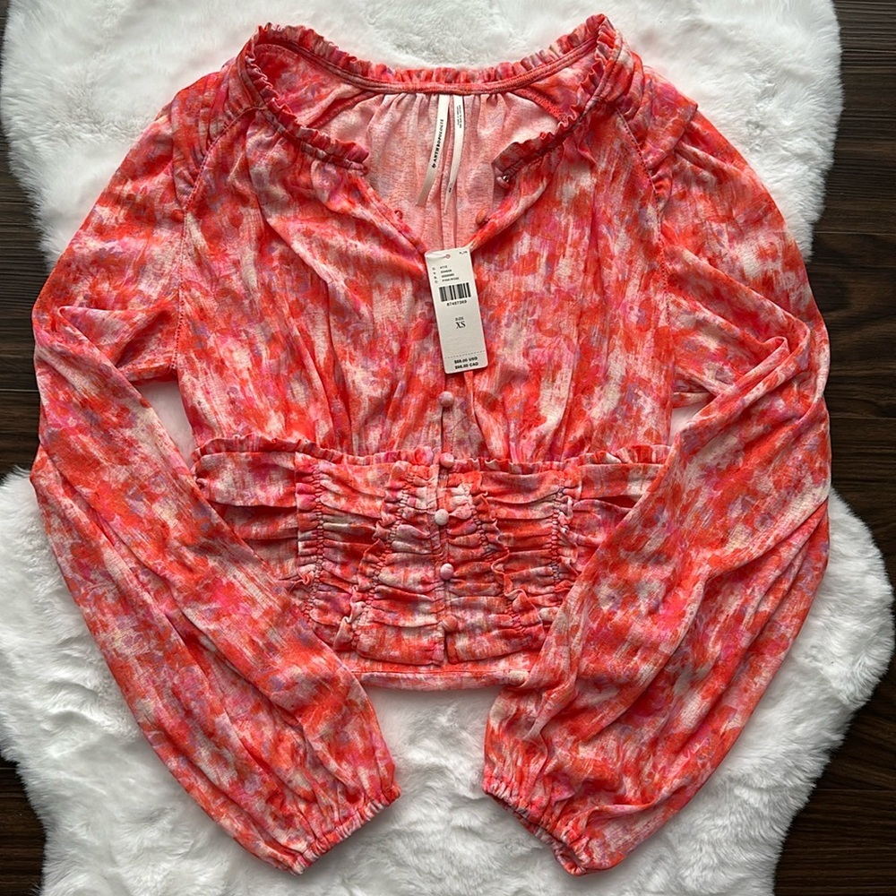 NWT By Anthropologie Orange Blouse sz XS